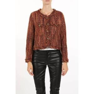 NEW BEULAHSTYLE sequined tweed jacket in red
